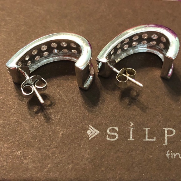 Silpada Cubic Zirconia Sterling Silver Earrings P1395 - Picture 11 of 17